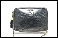 ■CHANEL マトラッセ フリンジ GD金具 レザー チェーンショルダーバッグ シャネル ■0423pf37275