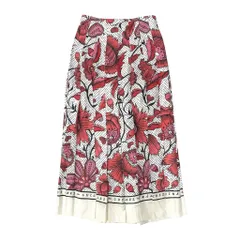 Ie26 【美品】 GUCCI グッチ フローラル プリーツ ロングスカート レトロモダン 総柄 409370 ZAA0H サイズ36 ロッソ/レッド シルク100％ レディース 女性服u02tのサムネイル