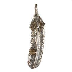 TADY&KING | Claw-set GP Rose Gold Metal Feather | Silver | Indian Jewelry Pendant Top [Men's] [Used]