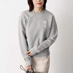 AMI ALEXANDRE MATTIUSSI AMI PARIS アミパリス スウェット トップス Ami De Coeur ループバック ライトフリース ロングスリーブ スウェットシャツ USW787 730 レディース ユニセックス グレー コットンのサムネイル