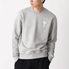 AMI ALEXANDRE MATTIUSSI AMI PARIS アミパリス スウェット トップス Ami De Coeur ループバック ライトフリース ロングスリーブ スウェットシャツ USW787 730 メンズ ユニセックス グレー コットン 長袖のサムネイル