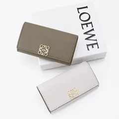 LOEWE ロエベ キーケース アナグラム C821K92X01 レディース ブラウン ベージュ ペブルグレインカーフ スナップボタン キーフックのサムネイル