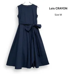 Lois CRAYON ロイスクレヨン ノースリーブ リボン ロング フレア ワンピース ネイビー SizeM