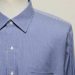 ブルックスブラザーズ シャツ メンズ セミワイドカラーシャツ 17-35 XL 2XL 青×白 マイクロギンガムチェック REGULAR 青タグ ビックサイズ オーバーサイズ 美品 アメリカ古着
