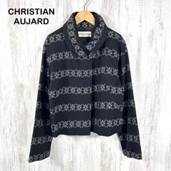 CHRISTIAN AUJARD クリスチャンオジャール 雪結晶刺繡 ボーダー ウールジャケット ブラックのサムネイル