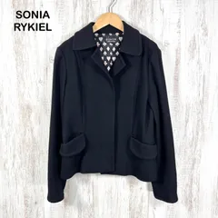 SONIA RYKIEL ソニアリキエル トランプ裏地 比翼 ウールジャケットコート ブラックのサムネイル