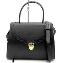 POURCHET ブラック ステッチ ハンドバッグ ショルダー 2way - メルカリ