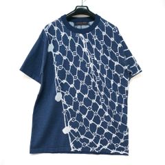 ルイヴィトン モノグラム フィッシュネット 半袖ニット ネイビー M 