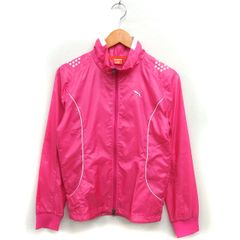 푸마 PUMA 국내 정규품 윈드 브레이커 점퍼 메쉬 로고 자수 리브 지퍼 업 L 핑크 /NT5