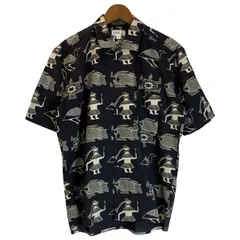 【中古】　agnes b.　柄シャツ　半袖　トップス　レギュラーカラー　胸ポケット　総柄　日本製　古着　/1580のサムネイル