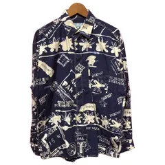 【中古】　ICEBERG　柄シャツ　長袖　トップス　レギュラーカラー　胸ポケット　総柄　スナップボタン　イタリア製　古着　/1156のサムネイル