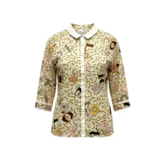 39b13 【美品】 LEONARD レオナール 長袖シャツ シアー 総柄 ロゴ 40 アイボリー レディース 女性用u02tのサムネイル