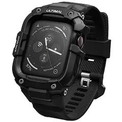 ULTIMAL に対応 Apple Watch SE（第3/第2世代）/SE/Series 6/5/4（44mm）用 バンド一体型保護ケース TPU 耐衝撃 高耐久 通気性 スポーツ/アウトドア向け ブラック送料無料 752fc466
