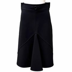 極美品☆HERMES エルメス 23SS JUPE TRAPEZE 金具付き 膝丈 無地 