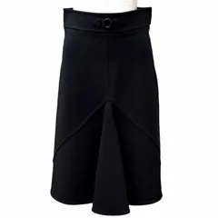 極美品★HERMES エルメス 23SS JUPE TRAPEZE 金具付き 膝丈 無地 フレアスカート ボトムス ブラック 36 フランス製 正規品 レディースのサムネイル