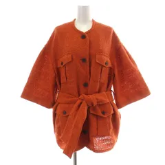 クラネ CLANE ハーフスリーブツイードジャケット HALF SLEEVE TWEED JACKET ノーカラー リボンベルト 五分袖 2 L オレンジ 16103-0462 /NW5のサムネイル