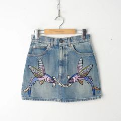 GUCCI ミニ デニム スカート GG柄 ロゴ 44 - メルカリ