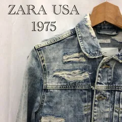 ZARA ザラ デニムジャケット ダメージ加工 USA S S ライトブルー  メンズ ファッション_255023
