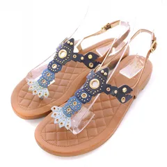 コールハーン COLE HAAN PINCH LOBSTER SANDAL ピンチロブスターサンダル トングサンダル ストラップ フラット レザー 6.5 茶 ブラウン 青 ブルー 紺 ネイビー /BB