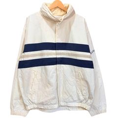 90年代 NAUTICA ノーティカ コットン×ナイロン セーリングジャケット メンズXL 古着 オフホワイト ネイビー ベージュ 白 紺 ナイロンジャケット MS1293