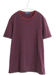 【お得なクーポン配布中!】 ポロ ラルフローレン ボーダー 半袖 Tシャツ メンズ L 古着 コットン シングルステッチ ワンポイント カットソー スリム フィット ツートン