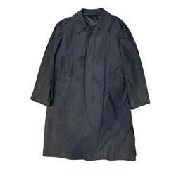 ランバン LANVIN PARIS ヴィンテージ シルク100% ステンカラーコート 比翼 ボタン 無地 46 紺 ネイビー ■GY09 メンズのサムネイル