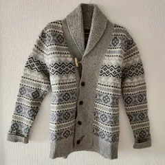 Paul Smith JEANS ポールスミスジーンズ ノルディック柄 ショールカラー ニットカーディガン グレー Mのサムネイル