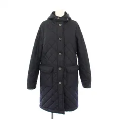 トラディショナルウェザーウェア Traditional Weatherwear キルティングコート 中綿 アウター ロング丈 フード 38 紺 ネイビー /BBのサムネイル