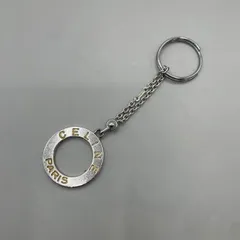 美品　CELINE セリーヌ　キーホルダー　キーリング　バッグチャーム　ロゴ型押し　シルバー　ゴールドのサムネイル