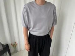 メンズ グレー 半袖 ニット 新品のサムネイル