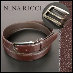 新品 ニナリッチ NINA RICCI グレインレザー ベルト 濃茶 牛革 カット調節可能 メンズ 紳士のサムネイル