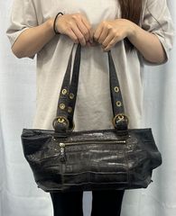 COACH シグネチャースタッズトートバッグ F12853 レザー×キャンバス 