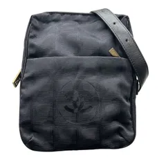 【5/26価格改定】CHANEL 極美品 シャネル ニュートラベルライン ショルダーバッグ A20513 7番台シリアル ナイロン ジャガード レザー ブラック ゴールド金具 クロスボディ ポシェット ヴィンテージ ココマーク Aランク 鑑定済 中古
