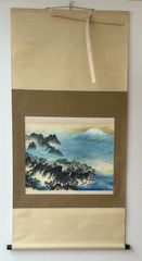 美品 掛け軸 出口華正作 大覚寺の春図 桜 京都 共箱 太巻き 風景画