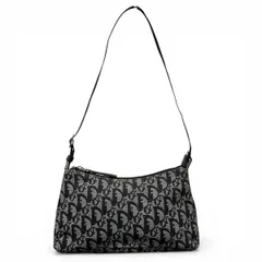 【5/26価格改定】Christian Dior クリスチャンディオール トロッター ワンショルダーバッグ 2003年 キャンバス レザー ブラック セミショルダー ポーチ ハンドバッグ アイコン ディオール Bランク 鑑定済 中古 ディオールバッグ