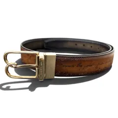 【5/26価格改定】Berluti 極美品 ベルルッティ Bボリュート 35MM リバーシブルベルト カリグラフィ スクリットレザー #95/38 ベネチアン レザー ブラウン ゴールド金具 メンズ Aランク 中古 鑑定済 ベルルッティベルトのサムネイル