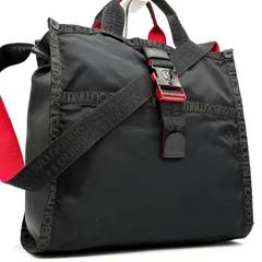 極美品 Christian Louboutin クリスチャンルブタン Loubiclic ルビクリック トートバッグ ショルダーバッグ 2WAY メッセンジャー ブラック レッド ナイロン ロゴテープ 大容量 斜め掛け A4のサムネイル