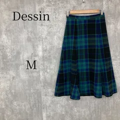 デッサン Dessin チェック柄フレアスカート 2 M 緑 紺 タック ミモレ丈 ロング 洗える 裏地あり ゴム ウエストゴム Aライン グリーン ネイビー チェック 秋冬 レディース 大人カジュアル オフィスカジュアルのサムネイル
