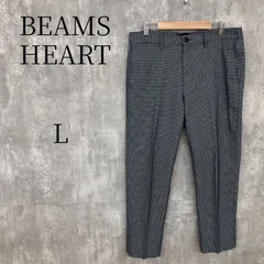 BEAMS HEART ビームスハート スラックス パンツ メンズ L 千鳥格子 ハウンドトゥース ブラック グレー センタープレス ポリエステル100% クリーニング推奨 小さな汚れ有のサムネイル