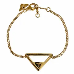 極美品◇PRADA プラダ 1IB621 メタルブレスレット トライアングルロゴ チェーンブレスレット ゴールド イタリア製 レディース 箱・保存袋付きのサムネイル