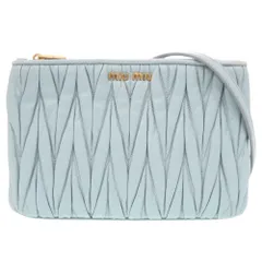 ミュウミュウ マテラッセ ロゴ レザー ライトブルー ショルダーバッグ 青 0567 MIUMIUのサムネイル