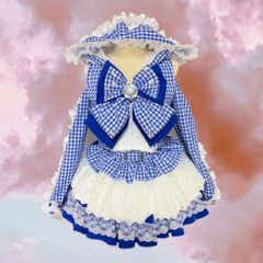 ハンドメイド アイドル衣装 コンカフェ 水色 セーラー 9号 ギンガム