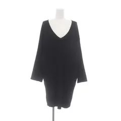 バレンシアガ BALENCIAGA Garde-Robe シルクリブニットワンピース ミニ 長袖 Vネック 1 黒 ブラック 724989 /MI ■OS ■SHのサムネイル