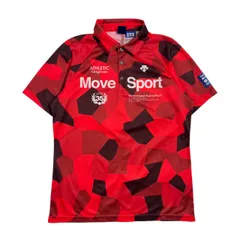DESCENTE GOLF デサントゴルフ Move Sport 幾何学 総柄 半袖 ポロシャツ サイズ O/レッド系 メンズのサムネイル