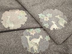 6k894 着物 袷 小紋 兎 市松模様 紺 青 白 柄物 和装 - メルカリ