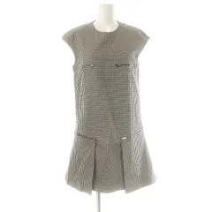 ステラマッカートニー STELLA McCARTNEY 358849 ギンガムチェック ノースリーブワンピース フレンチスリーブ 40 黒 アイボリー /MI ■OSのサムネイル
