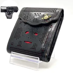 【反骨は美しく刻まれる】　Vivienne Westwood　三つ折り財布 スカル オーブ パンチング Y2K レザー　ブラック×レッドのサムネイル