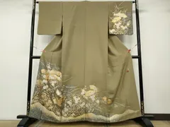 平和屋着物●国際的伝統工芸作家　十二代・藤林徳扇　苑寿　訪問着　駒刺繍　地紙草花文　暈し染め　金銀彩　正絹　逸品　CABG5330ut