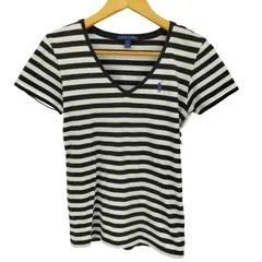 ラルフローレン RALPH LAUREN ポニー刺繍 Vネック ボーダー 半袖 Tシャツ レディース JPN：S 