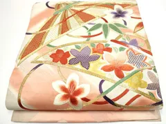 平和屋着物●アンティーク　大正ロマン　丸帯　総刺繍　駒刺繍　草花文　引き抜き帯　正絹　逸品　CABG6041hy